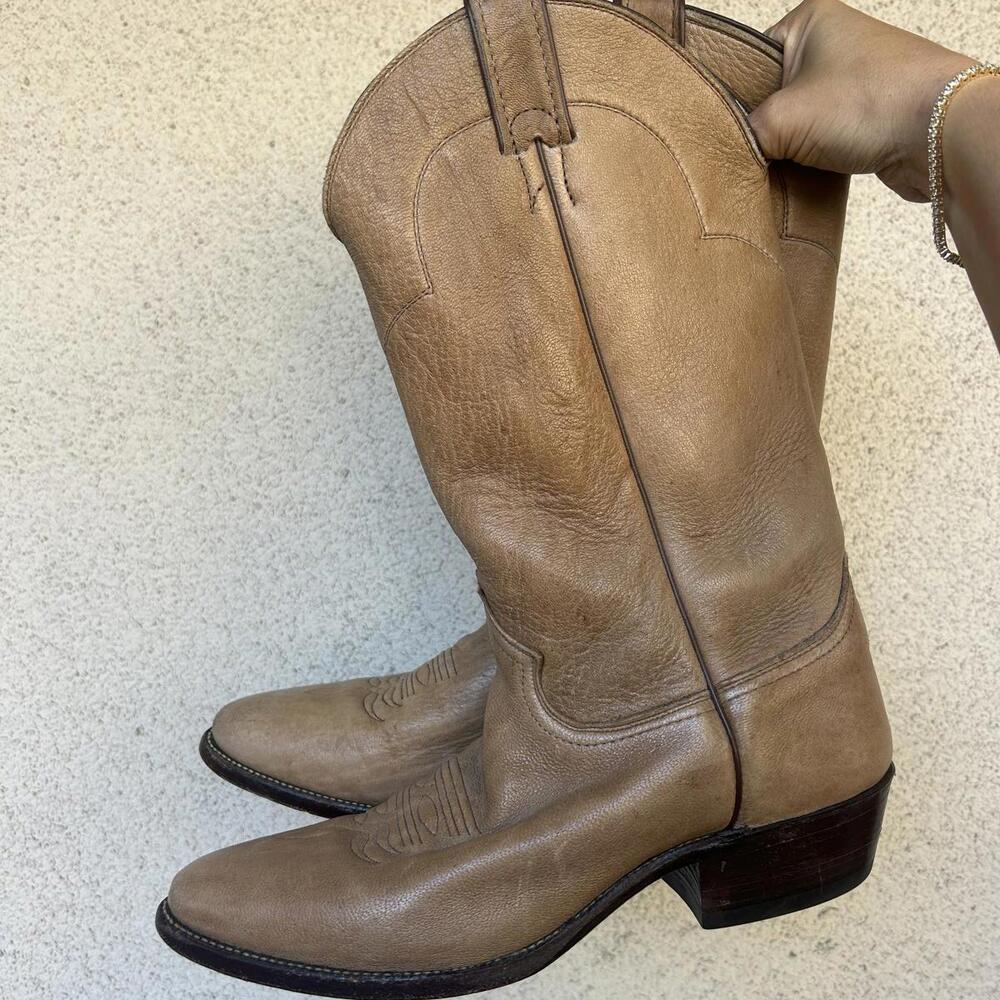 Justin Cowboy Boots Men’s 10 USA Tan Leather Western Rodeo Classic Made in USA